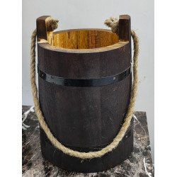 Rustic Wooden Bucket Primitive Planter Water Wishing Well Pail with Rope Twine Handle Solid Wood Vintage Style – Enhance Your Home or Garden with Timeless Charm