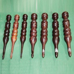 Rosewood Crochet Hooks with leather bag Set of 7 | Antique Wooden Crochet Hooks  for crocheting
