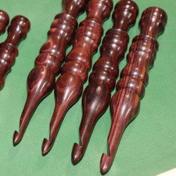 Rosewood Crochet Hooks with leather bag Set of 7 | Antique Wooden Crochet Hooks  for crocheting
