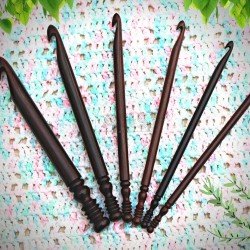 Ergonomic Handmade Wooden Crochet Hooks 15 pieces Set,  Knitting Needle and Crocheting Accessories for Yarn Lovers, Rosewood Crochet Hooks