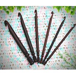 Ergonomic Handmade Wooden Crochet Hooks 15 pieces Set,  Knitting Needle and Crocheting Accessories for Yarn Lovers, Rosewood Crochet Hooks