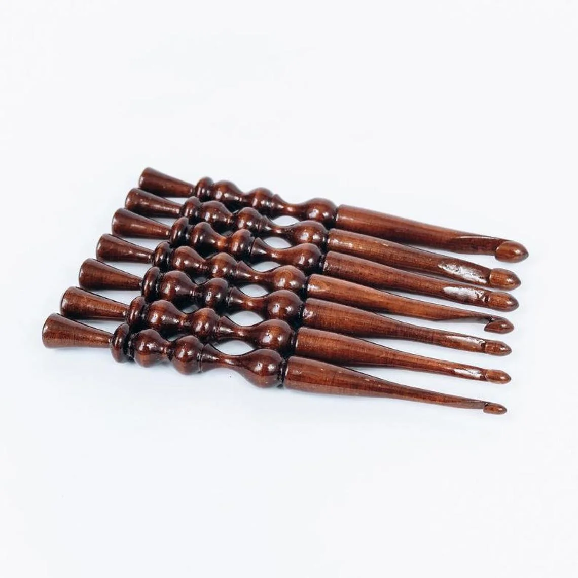 Exquisite Premium Rosewood Crafted Fine Crochet Hooks Pack with Exemplary  Wood Work Handles Housed in Blue Velvet Box
