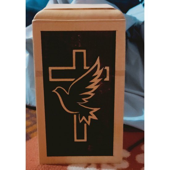 Handmade Wooden Baby Urn with cross symbol