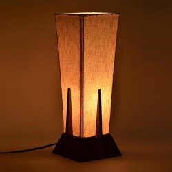 Wooden Bedside Lamp Brown and Off White - Wood and Cotton