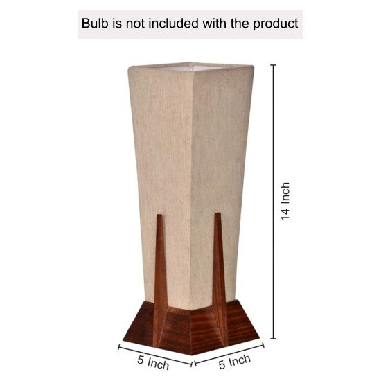 Wooden Bedside Lamp Brown and Off White - Wood and Cotton