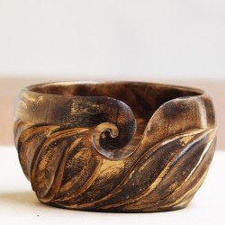 Yahavi - Antique Handmade Beautiful Wooden Yarn Bowl - Preventing Slipping and Tangles, Handmade Knitting Bowl, Gift for Knitting Lovers, Mother etc