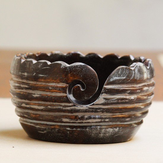 Antique Handmade Beautiful Wooden Yarn Bowl - Preventing Slipping and Tangles, Handmade Knitting Bowl, Gift for Knitting Lovers, Mother etc