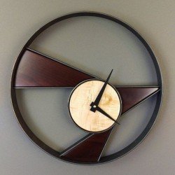 Modern Wall Clock in Metal and Wood, Analogue Wall Clock, Gift for Wedding, Anniversary, Birthday etc
