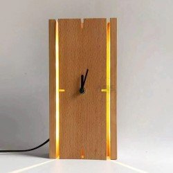 Handmade Wooden Wall Clock with LED - Wooden Night Lamp, Gift for Wedding, Anniversary, Birthday etc